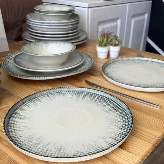 Groove dinner set 24 porcelain plates